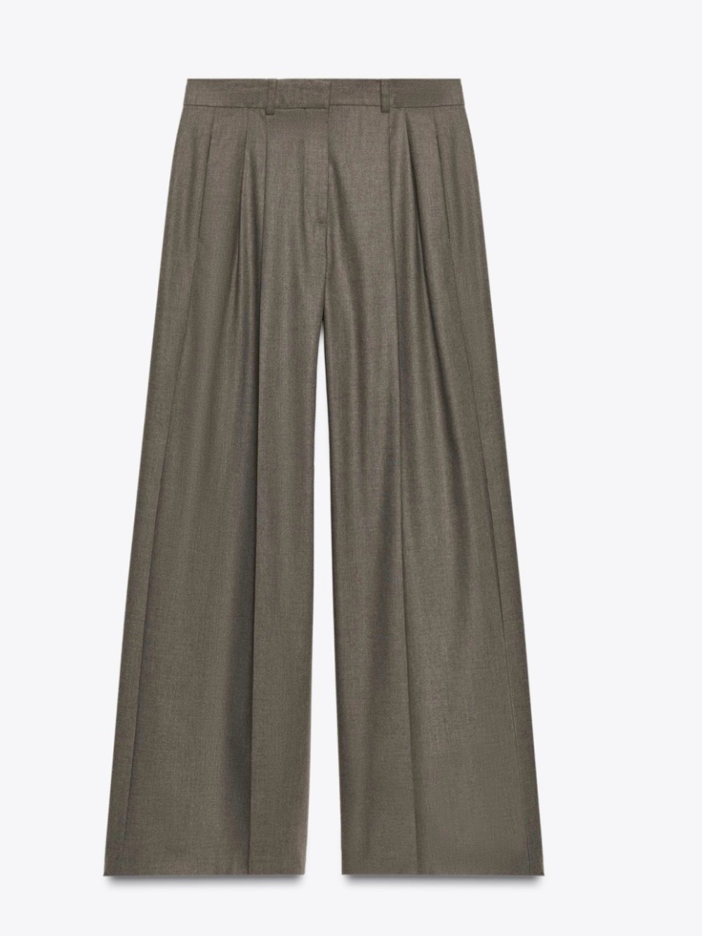 NWT Zara Wide Leg Trousers in Taupe Brown Size M